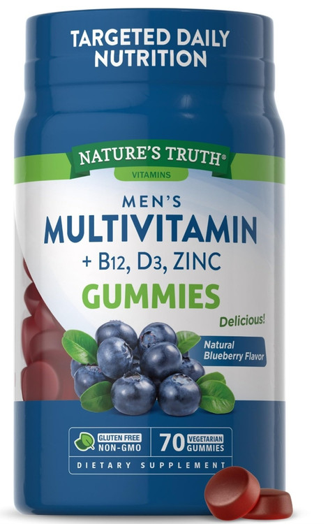 پاستیل مولتی ویتامین مردانه نیچرز تروث حاوی ویتامین B12,D3 و زینک