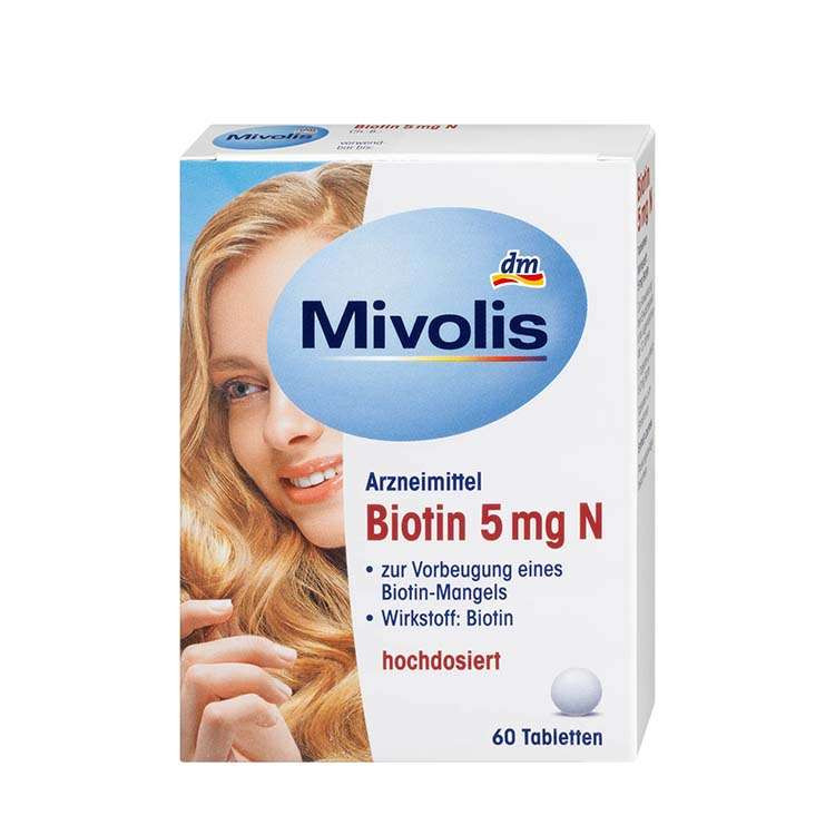 بیوتین میولیس آلمان تقویت مو و ناخن 5 میلی گرم 60 عددی Mivolis Biotin
