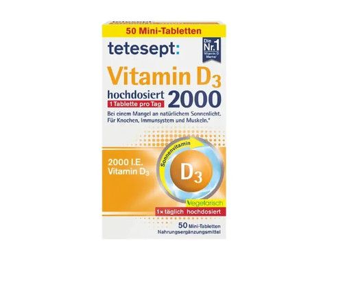 قرص ویتامین D3 تتسپت 2000 آلمان 50 عددی