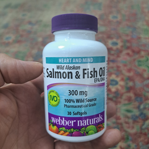 روغن ماهی سالمون آلاسکا آزاد وبر نچرالز کانادا 30 عددی